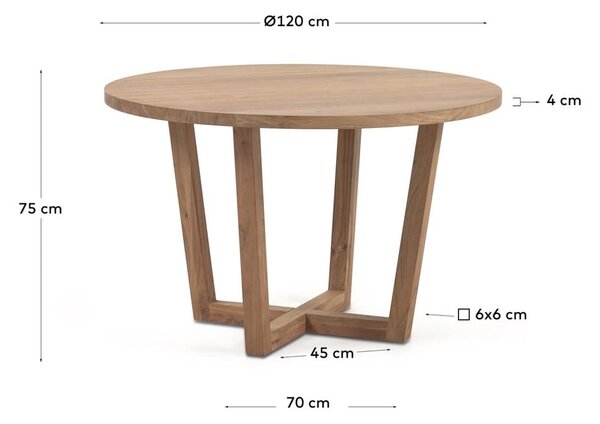 Okrúhly jedálenský stôl z masívu akácie v prírodnej farbe ø 120 cm Nahla – Kave Home