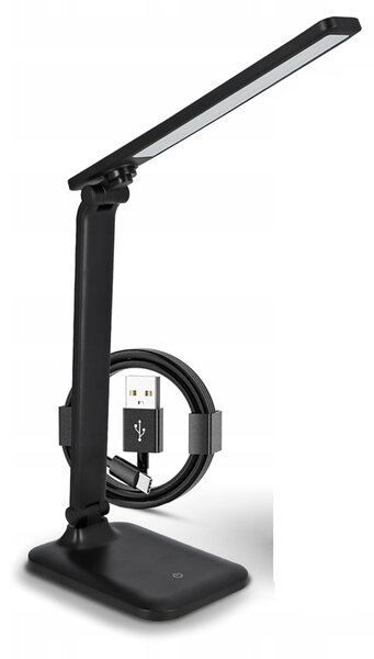 Smart LED LED stolná dotyková pracovná lampa 5W 200Lm USB-C čierna farba