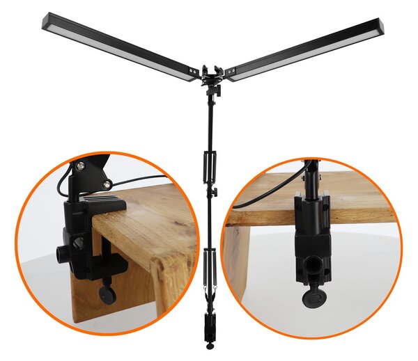 Smart LED LED stolná pracovná lampa CCT 2x10W 2x300Lm USB čierna farba