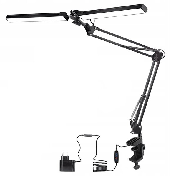 Smart LED LED stolná pracovná lampa CCT 2x10W 2x300Lm USB čierna farba