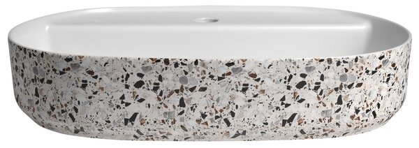 Isvea Isvea, INFINITY OVAL keramické umývadlo na dosku, 60x40cm, terrazzo, 10NF65060-2L-TRZ