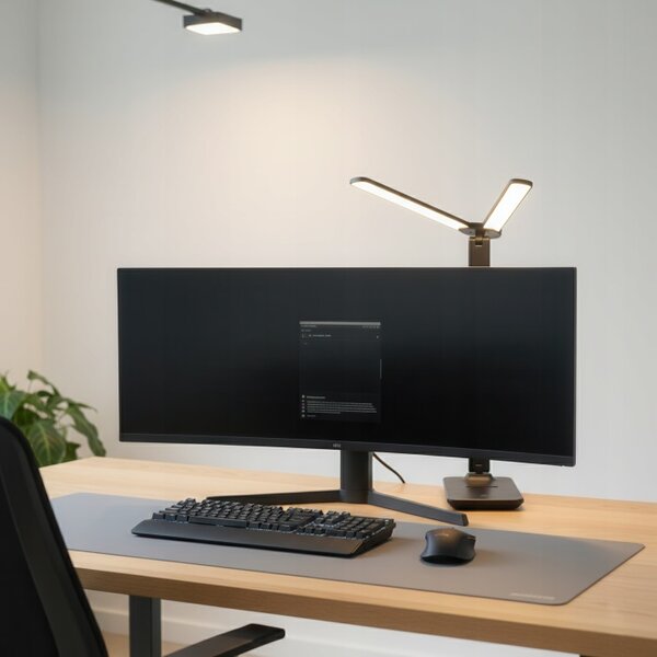 Smart LED LED stolná dotyková stmievateľná pracovná lampička 2x5W/2x200Lm/USB-C/čierna farba