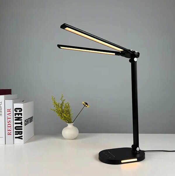 Smart LED LED stolná pracovná lampička CCT/15W/755Lm/USB/čierna farba