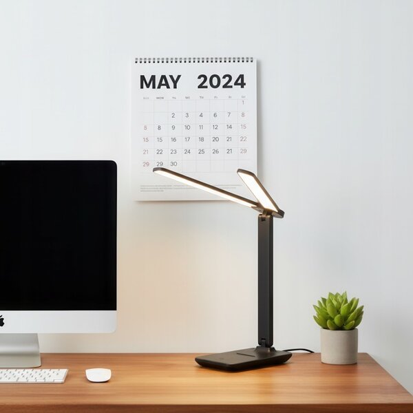 Smart LED LED stolná dotyková stmievateľná pracovná lampička 2x5W/2x200Lm/USB-C/čierna farba