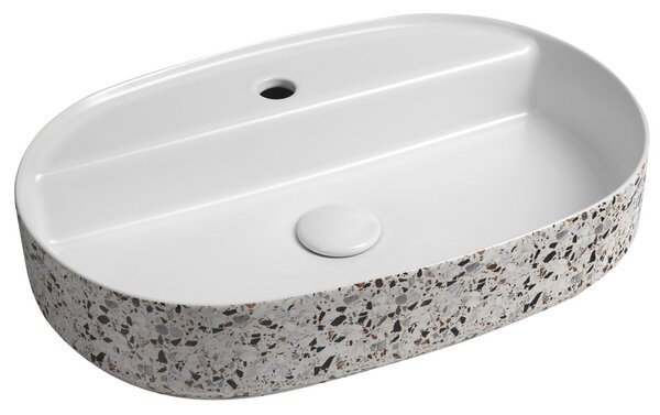 Isvea Isvea, INFINITY OVAL keramické umývadlo na dosku, 60x40cm, terrazzo, 10NF65060-2L-TRZ
