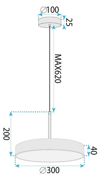 Toolight Toolight, LED závesné osvetlenie 30cm, 24W, APP1686-1CP, zlatá lesklá, OSW-06544