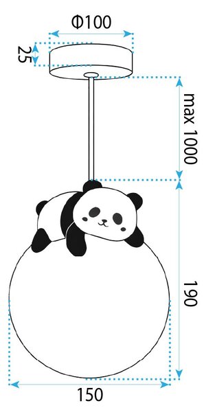 Toolight Toolight, závesné svietidlo PANDA G162-1CP, čierna-biela, OSW-07801
