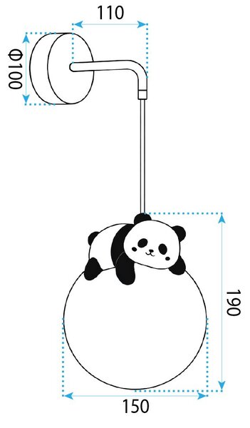Toolight Toolight, nástenné svietidlo PANDA G163-1W, čierna-biela, OSW-07803