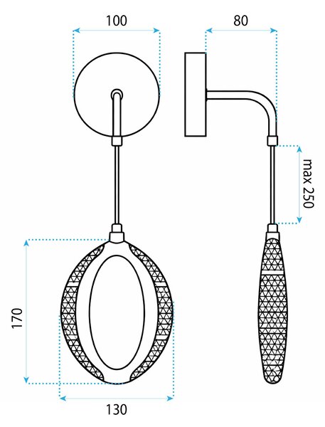 Toolight Toolight, LED nástenné svietidlo G175-W, zlatá lesklá, OSW-07819