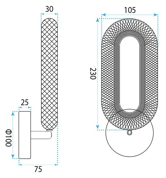 Toolight Toolight, LED nástenné svietidlo 7W, 500lm, 4000K, G171-W, zlatá lesklá, OSW-07815
