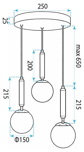 Toolight Toolight, ZÁVESNÁ STROPNÁ LAMPA G179-3CP GOLD, OSW-07823