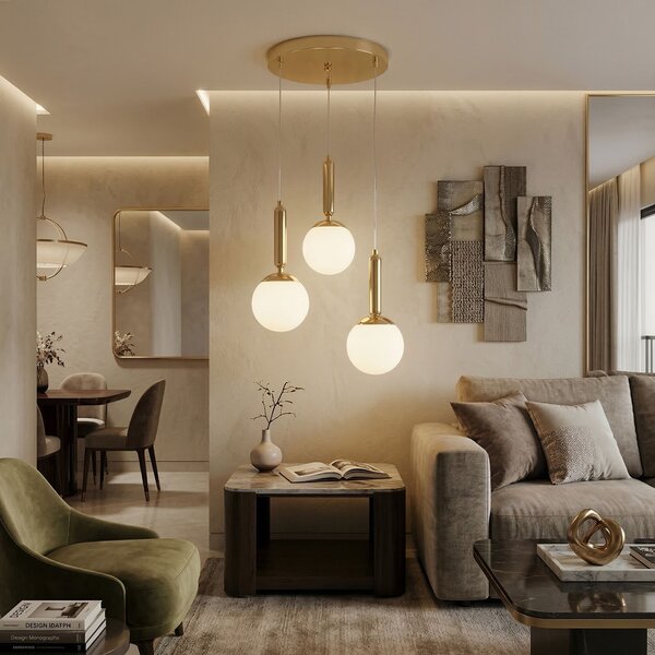 Toolight Toolight, ZÁVESNÁ STROPNÁ LAMPA G179-3CP GOLD, OSW-07823