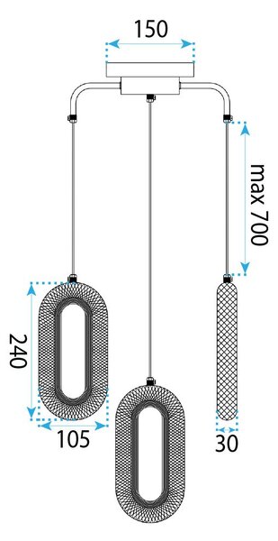 Toolight Toolight, ZÁVESNÉ STROPNÉ LED SVIETIDLO G173-3CP, zlatá lesklá, OSW-07817