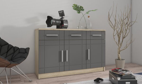 MEBLINE Komoda PARI 3D dub sonoma / grafit