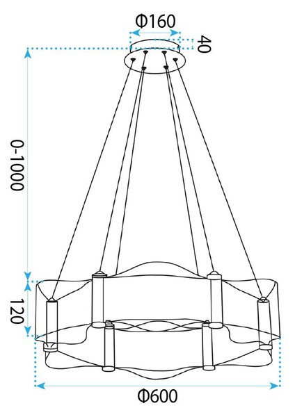 Toolight Rea, ZÁVESNÁ STROPNÁ LAMPA G151-CP GOLD, OSW-04707