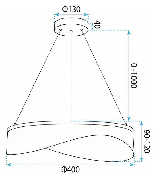 Toolight Toolight, LED závesné svietidlo 40cm, 20W, 1500 lm, G144-CP, zlatá, OSW-04700