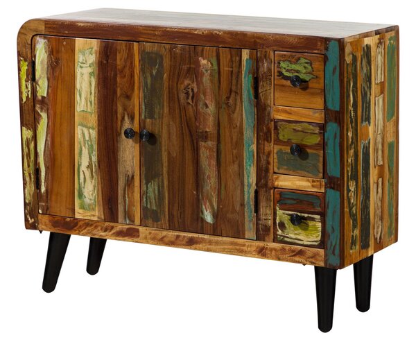 SIXTIES Komoda zo starého dreva, 110x40x86, viacfarebne lakovaná