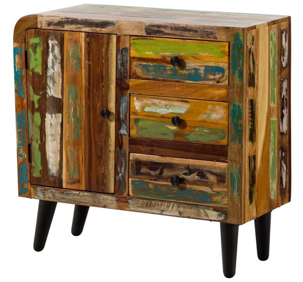 SIXTIES Komoda, regenerované drevo 90x40x86, viacfarebne, lakovaná