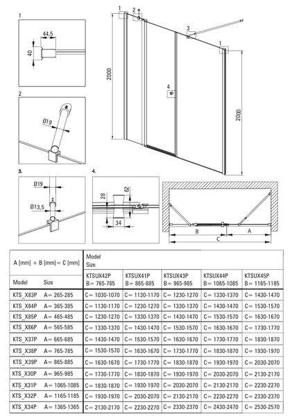 Deante Kerria Plus, 1-krídlové výklopné sprchové dvere 120x200 cm, 6mm číre sklo, chrómový profil, DEA-KTSU045P