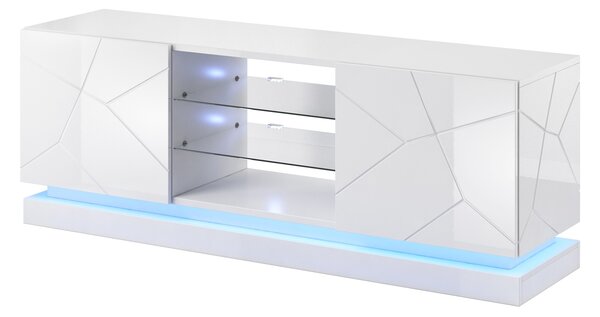 MEBLINE Komoda RTV QUI 160 biely lesk