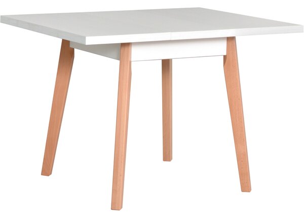 MEBLINE Stôl OSLO 1 L 80x80/110 biely laminát / buk prírodný