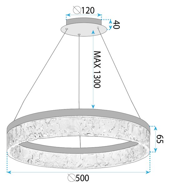 Toolight Toolight, LED závesné osvetlenie 50cm, 31W, 3000K, LHJ046-CP, zlatá lesklá, OSW-50021