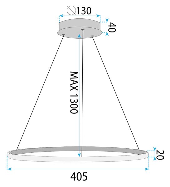 Toolight Toolight, závesné svietidlo 40cm, 24W, 3000K, LHJ001-CP, zlatá lesklá, OSW-50000