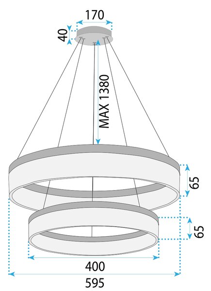 Toolight Toolight, LED závesné osvetlenie 60cm, 60W, 3000K, LHJ049-CP2, zlatá, OSW-60028
