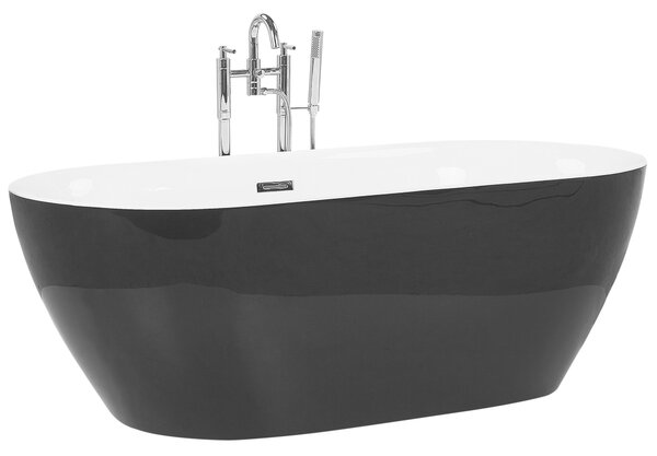 Voľne stojaca vaňa čierna sanitárny akrylát 160 x 75 cm oválna voľne stojaca moderný štýl