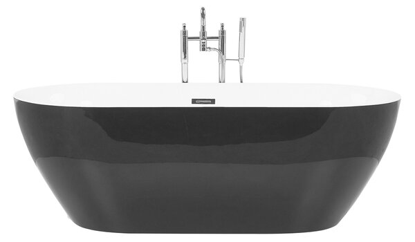 Voľne stojaca vaňa čierna sanitárny akrylát 150 x 75 cm oválna voľne stojaca moderný štýl