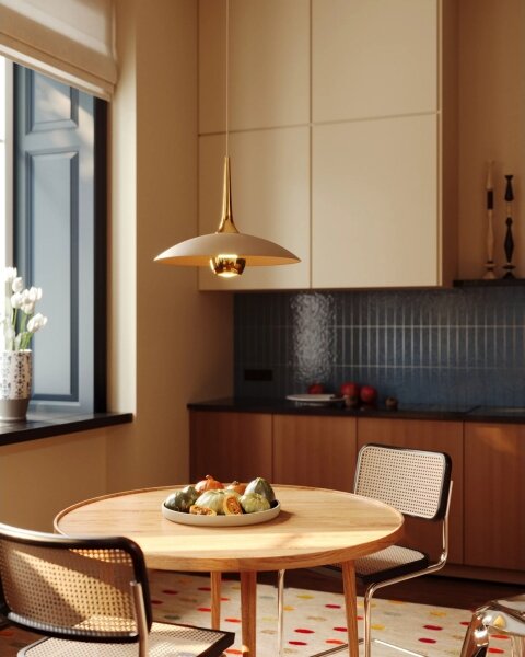 MAXLIGHT P0674 - LED závesný luster na lane MANUKA LED/12W/230V priemer 28 cm zlatá/béžová