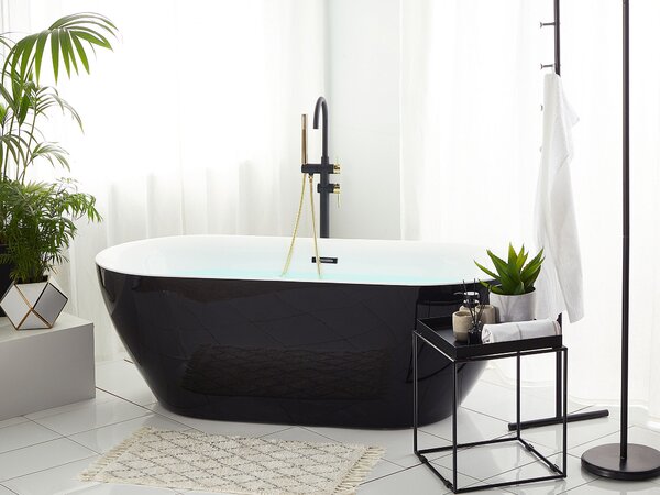 Voľne stojaca vaňa čierna sanitárny akrylát 180 x 80 cm oválna voľne stojaca moderný štýl