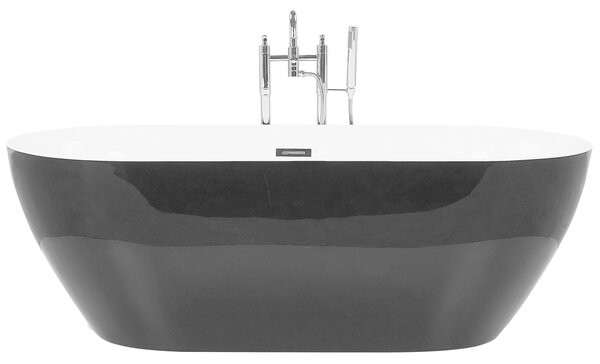 Voľne stojaca vaňa čierna sanitárny akrylát 180 x 80 cm oválna voľne stojaca moderný štýl
