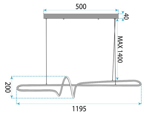 Toolight Toolight, LED závesné osvetlenie 118cm, 36W, 3000K, 3500lm, LHJ038-CP, zlatá matná, OSW-50049