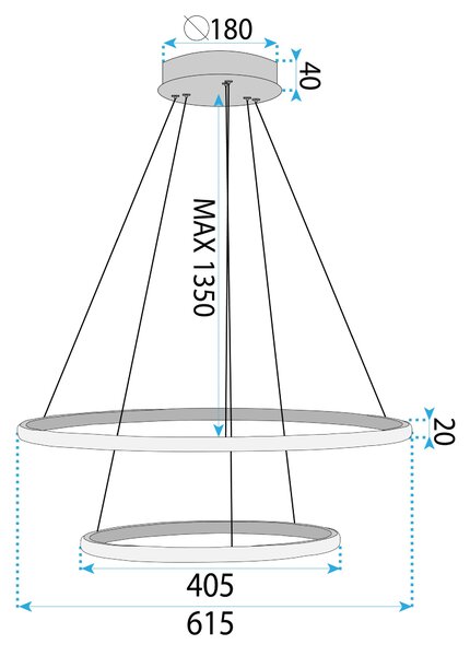 Toolight Toolight, LED závesné osvetlenie 40/60cm, 61W, 3000K, LHJ007-CP2, zlatá, OSW-60004