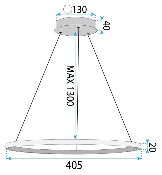 Toolight Toolight, LED stropné svietidlo 40cm, 24W, 3000K, LHJ011-CP, čierna, OSW-60006