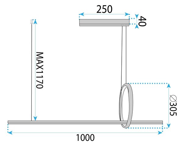 Toolight Toolight, LED závesné osvetlenie 100cm, 25W, 3000K, 2000lm, LHJ111-CP C, zlatá matná, OSW-50071