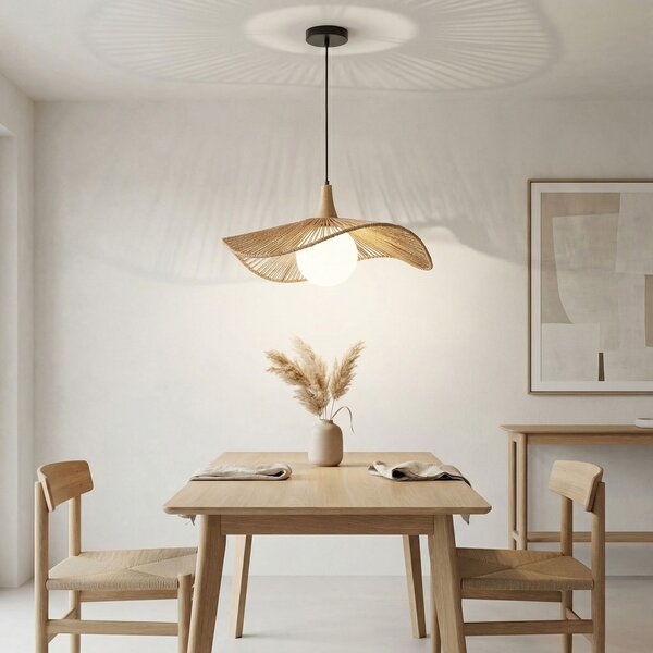 Toolight Natural, závesné stropné svietidlo 50cm, 1xE27, APP1932-1CP, prírodná hnedá-čierna, OSW-66069