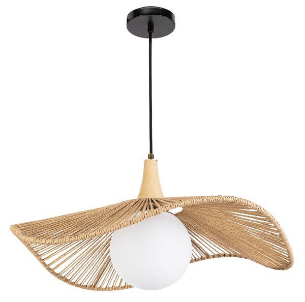 Toolight Natural, závesné stropné svietidlo 50cm, 1xE27, APP1932-1CP, prírodná hnedá-čierna, OSW-66069