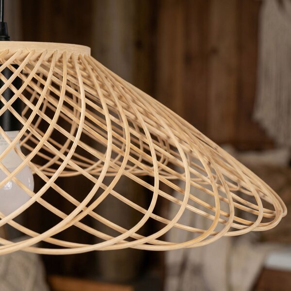 Toolight Natural, závesné stropné svietidlo 40cm, 1xE27, APP1946-1CP, prírodná hnedá-čierna, OSW-66076