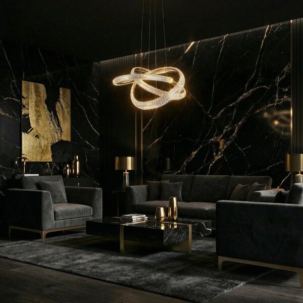 Toolight Toolight, LED závesné svietidlo 60cm, 100W, 4000K, 5000lm, G153-CP, zlatá lesklá, OSW-07826