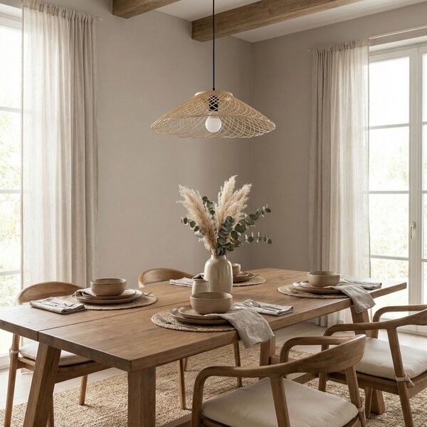 Toolight Natural, závesné stropné svietidlo 40cm, 1xE27, APP1946-1CP, prírodná hnedá-čierna, OSW-66076