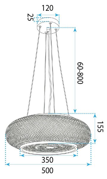 Toolight Toolight, závesné stropné svietidlo 50cm, 3xE27, APP1909-3CP, prírodná hnedá-čierna, OSW-66057