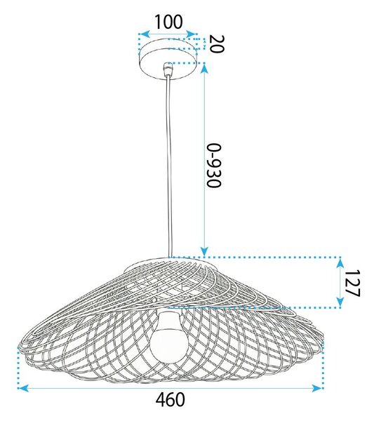 Toolight Natural, závesné stropné svietidlo 40cm, 1xE27, APP1946-1CP, prírodná hnedá-čierna, OSW-66076