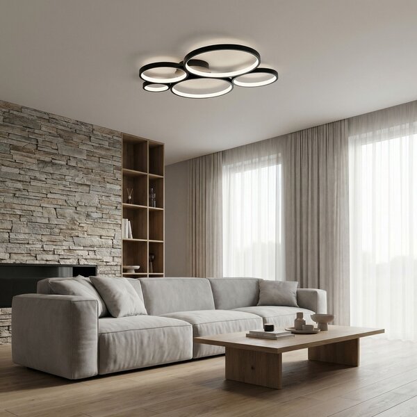 Toolight Toolight, LED stropné svietidlo 63x61cm, 45W, 4000K, 2500lm, APP1911-C, čierna matná, OSW-66059