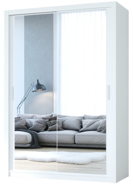 MEBLINE Skriňa s posuvnými dverami so zrkadlom VISTA 150 biela