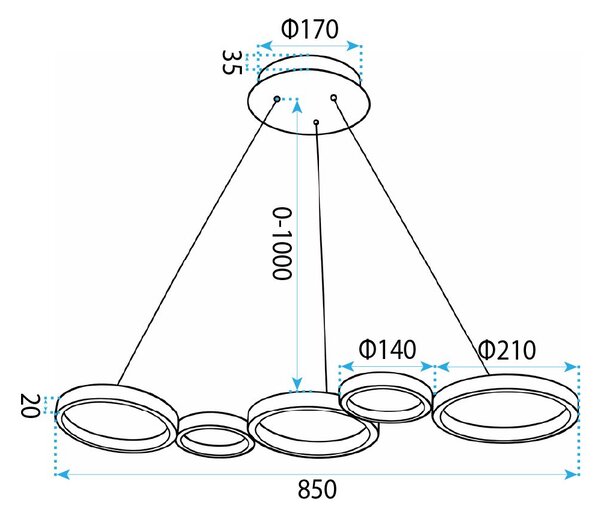 Toolight Toolight, LED stropné svietidlo 85cm, 35W, 4000K, 2000lm, APP1923-CP, čierna, OSW-66065