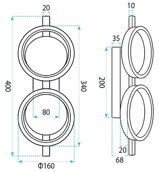 Toolight Toolight, LED nástenné svietidlo, 13W, 4000K, 1500lm, APP1917-W, čierna, OSW-66062