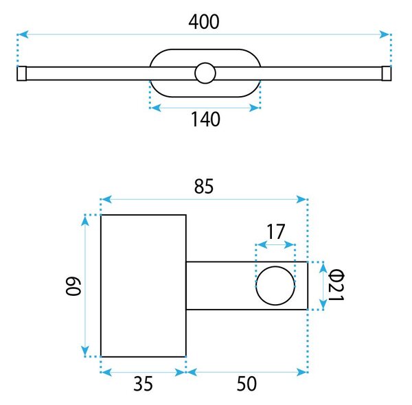Toolight Toolight, LED nástenné svietidlo 40cm, 13W, 4000K, 1000lm, APP1892-1W, zlatá matná, OSW-66047