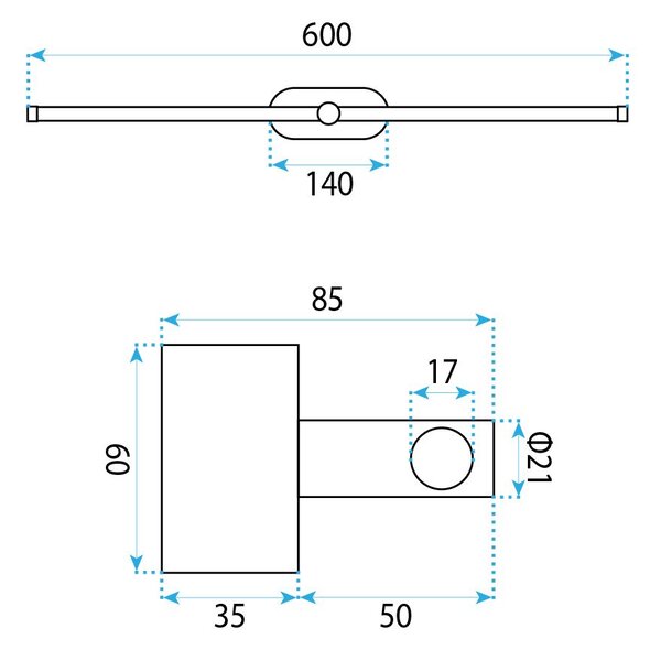 Toolight Toolight, LED nástenné svietidlo 60cm, 13W, 4000K, 1000lm, APP1893-1W, zlatá matná, OSW-66048